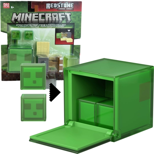 Mattel Minecraft figura szett – redstone-töltésű csapda ragadós dugattyúval