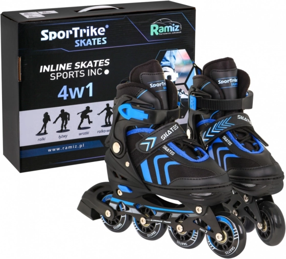 4 az 1-ben gyerek korcsolyaszett: inline, quad és jég – 39–43-as méret – Kék