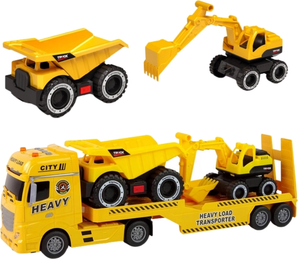 Három építőipari jármű egy készletben