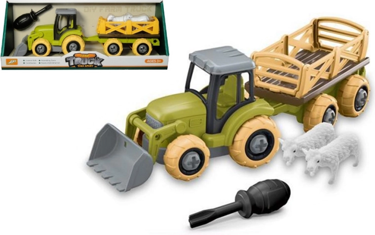 Szerelhető mezőgazdasági készlet – traktor pótkocsival és állatokkal