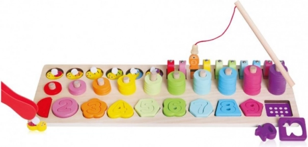 4 az 1-ben fa oktatókészlet számokkal, alakzatokkal és mágneses horgászattal