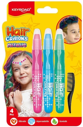 KEYROAD Metallic cool hajkréta – rózsaszín, kék és zöld