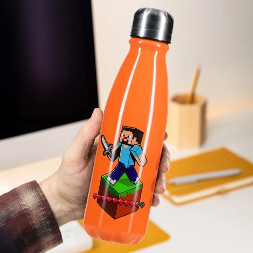 Rozsdamentes Minecraft kulacs 600 ml