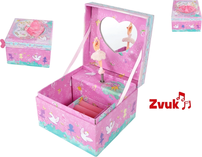 Szívalakú ékszerdoboz táncoló balerinával és dallammal