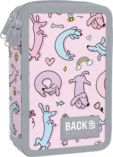 BackUP Cute Dogs háromrekeszes, felszerelt iskolai tolltartó