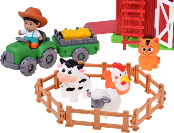 Traktor utánfutóval és figurák szerepjátékhoz