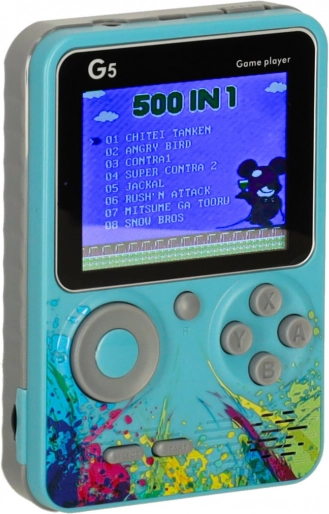 Hordozható mini retro játékkonzol – 500 játék, kék