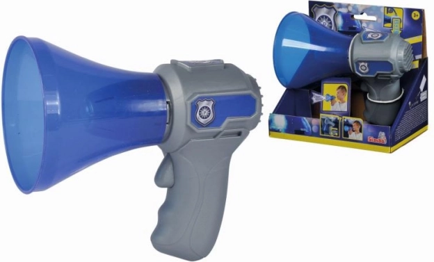 Rendőrségi gyerek megafon szirénával és hangváltóval, 16 cm