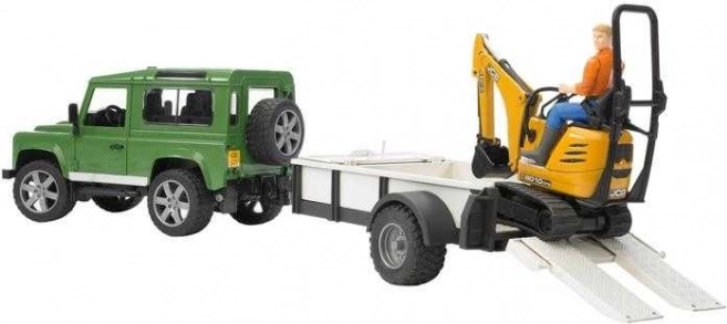 Játékkészlet Bruder SUV és lánctalpas minikotró JCB szállítóval