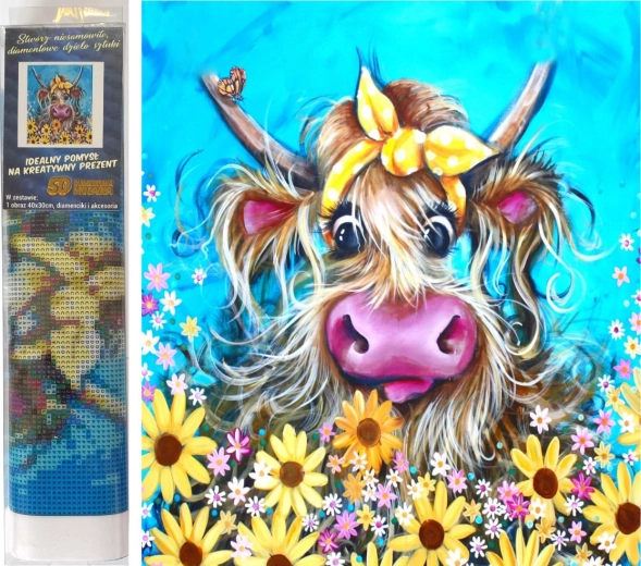 NORIMPEX gyémántfestő készlet – masnis tehén 30 × 40 cm
