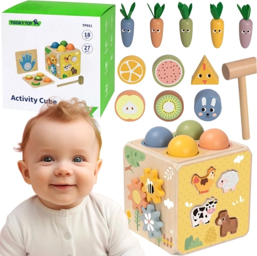 Tooky Toy fa oktató aktív kocka 5 az 1-ben