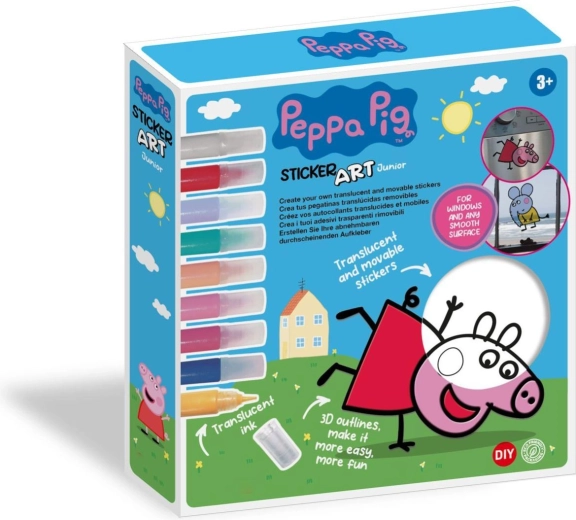 Peppa Pig kreatív ablakmatrica- és színezőkészlet áttetsző festékekkel, 25 × 26,5 × 5 cm