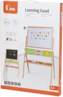 Kétszínű, kétoldalas fa oktatótábla számolóval és órával