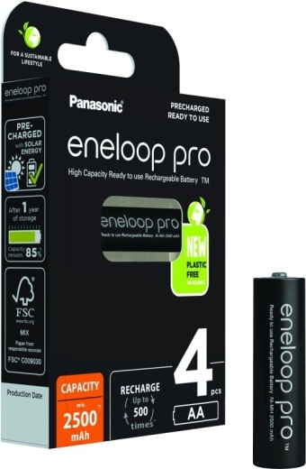 ENELOOP Pro AA 2500 mAh akkumulátorok, 4 db-os készlet