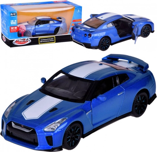 Fém autómodell NISSAN GT‑R 1:32 nyitható ajtókkal és világítással