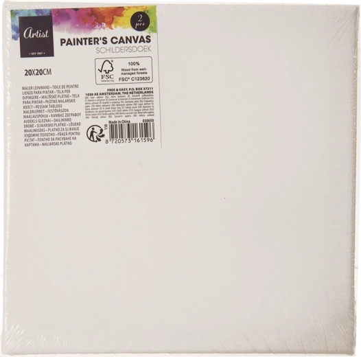 Festővászon keretre feszítve 20 × 20 cm, 2 db