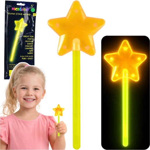 Világító varázspálca csillaggal, neon, 22 cm