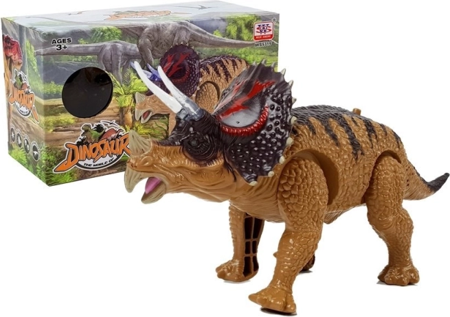Interaktív triceratops dinoszaurusz elemmel, barna