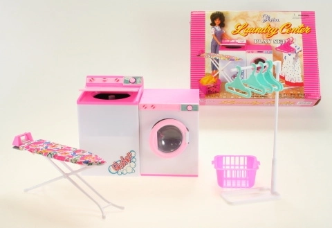 Glorie mosókészlet babáknak mosógéppel, szárítógéppel és vasalódeszkával