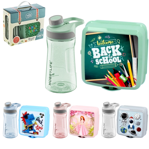 HOBBYLIFE uzsonnás doboz és 530 ml vizespalack szett