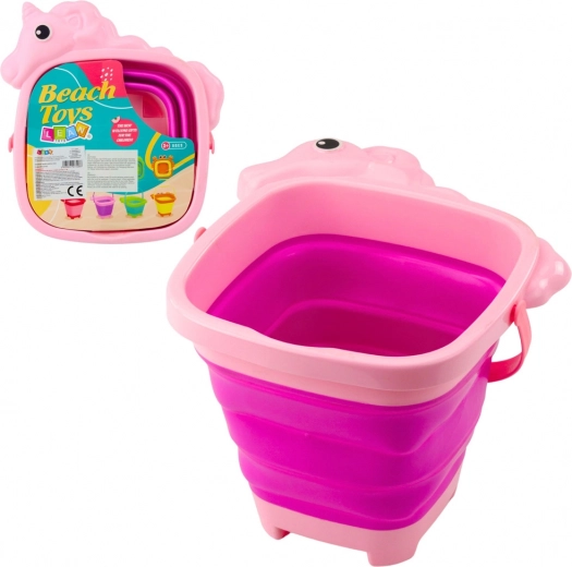 Összecsukható szilikon vödör Unikornis – rózsaszín