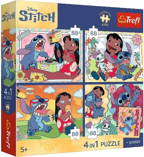 Prémium gyerek puzzle Stitch – 4×88 darab (űrbéli motívum)