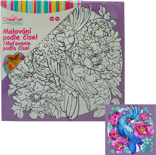 Vászonfestés – papagáj 30 × 30 cm