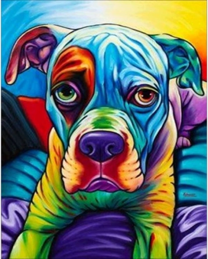 Gyémántfestés – színes kutya 30 × 40 cm - 1 db