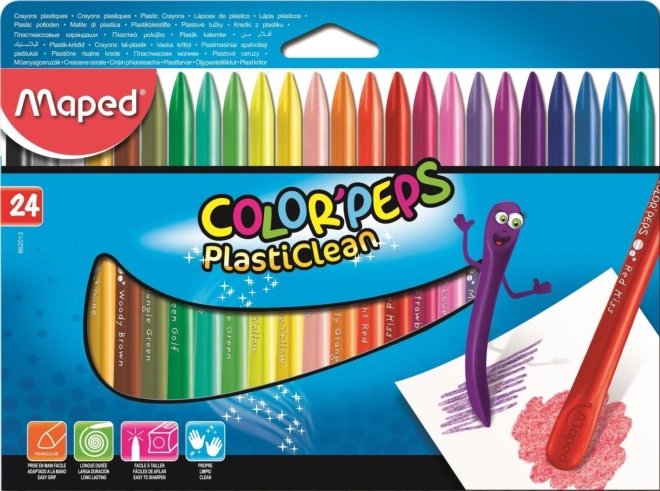 Háromszögletű műanyag pasztellkréták Color'Peps PlastiClean 24 db