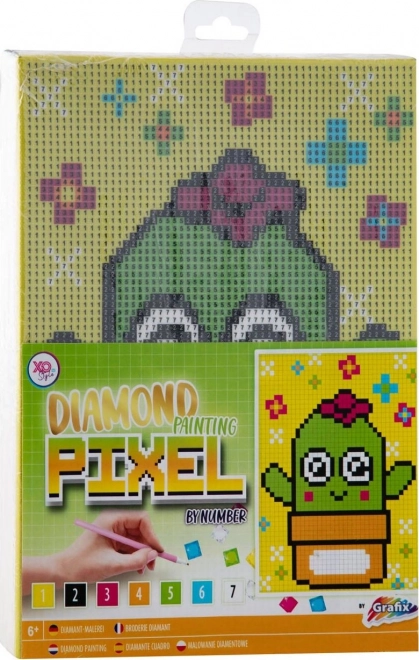 Grafix Pixel kaktusz gyémántfestés kereten 15 × 20 cm