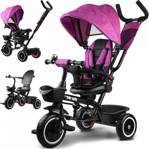 Gyermek 3 az 1-ben TINY BIKE háromkerekű napellenzővel – Rózsaszín