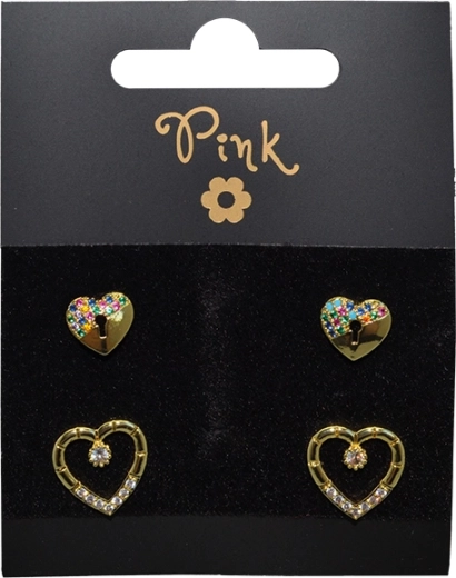 Aranyozott szívecske fülbevaló szett, 4 db