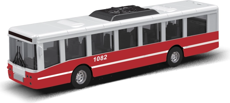 Lendkerekes városi busz 16 cm – piros
