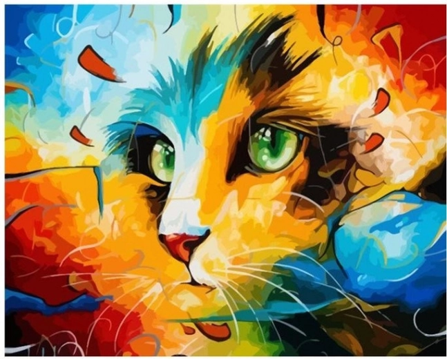 gyémántfestés absztrakt macska 30 × 40 cm