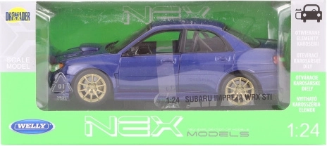Fém Subaru Impreza WRX STI modell 1:24, nyitható elemekkel