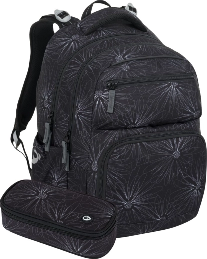 Bagmaster Zipster 25 diákszett – fekete, fehér virágokkal