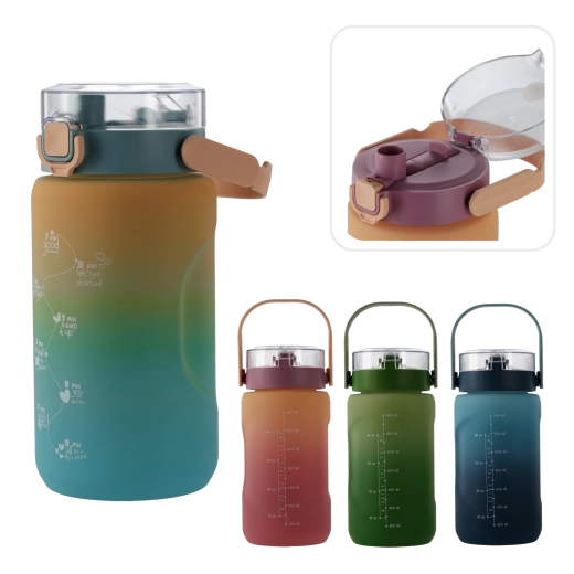 1,5 l-es vizespalack időzítő jelölésekkel, ombré zöld