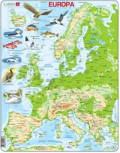 Larsen puzzle Európa domborzati térképe