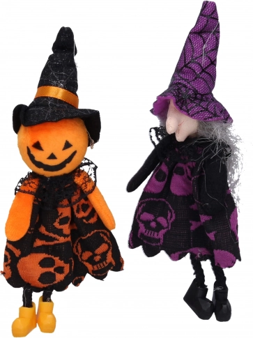 Halloween dekoráció boszorkány és madárijesztő felakasztható