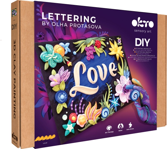 Okto Lettering kreatív szett agyagfestéssel „LOVE” 30 × 40 cm