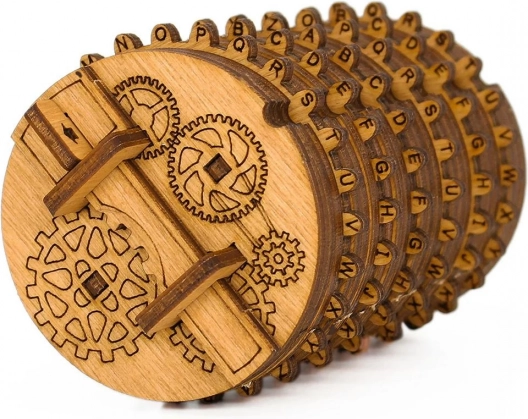 Fa Cryptex fejtörő – mechanikus kódkilincses zár nyírfából
