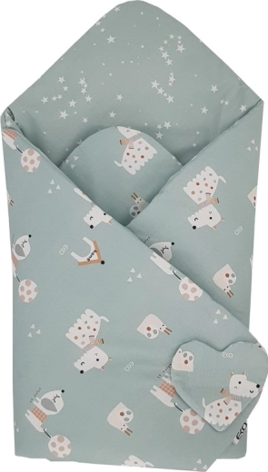 EKO kétoldalas pamut pólya Dogs & Stars mint 75 × 75 cm