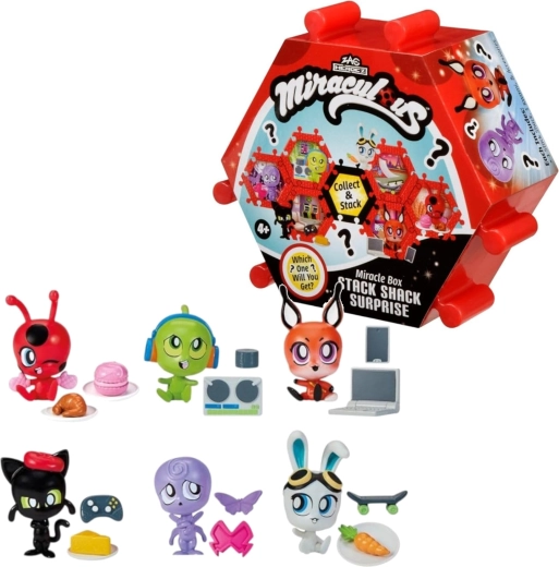 Miraculous Shack Stack Surprise mini kupolás házikó Kwami figurával és kiegészítőkkel - 1 darab