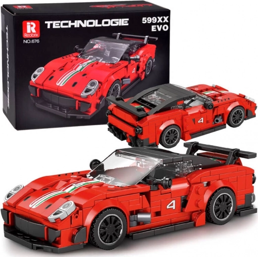 Technikai építőkészlet – piros szupersportautó légterelővel, 413 darab