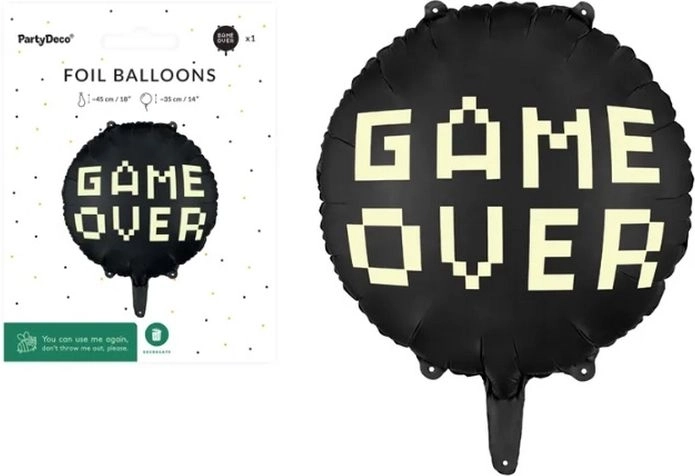 Fólia lufi Game over fekete 45 cm
