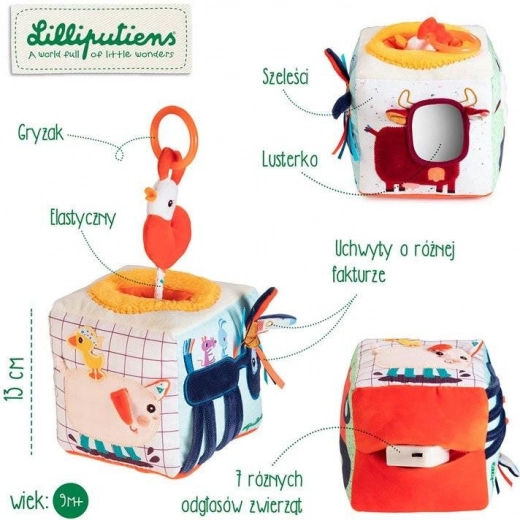 Lilliputiens hangot adó, aktivitásos kocka – Farma, 9 hó+