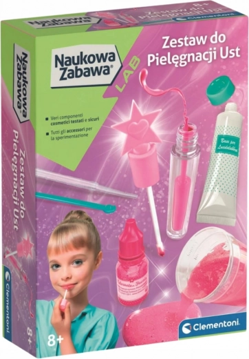 tudományos szórakozás – kozmetikai szett ajakbalzsam és szájfény CLEMENTONI (lengyel változat)