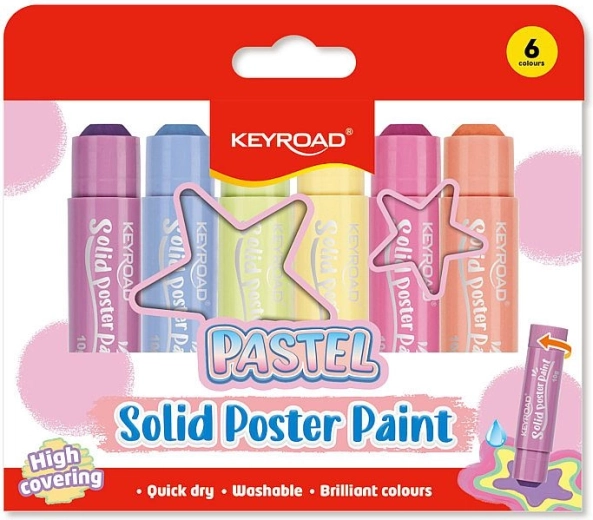 KEYROAD pasztellszínű szilárd temperafestékek – 6 db