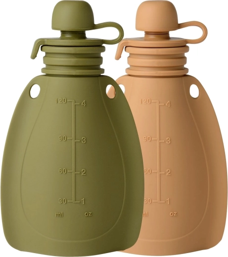 Mininor szilikon utántölthető uzsonnatasak 120 ml (2 db) moss green/roe deer