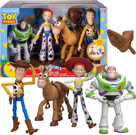 Disney Pixar Toy Story 5 akciófigura szett: Woody, Jessie, Buzz Lightyear és a mustang